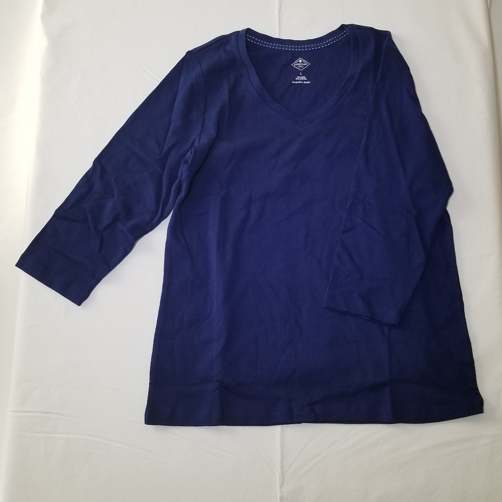 Blouse - Navy with 3/4 Sleeves